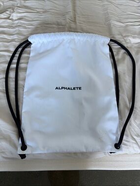 Alphalete White Drawstring Backpack with Black Cords